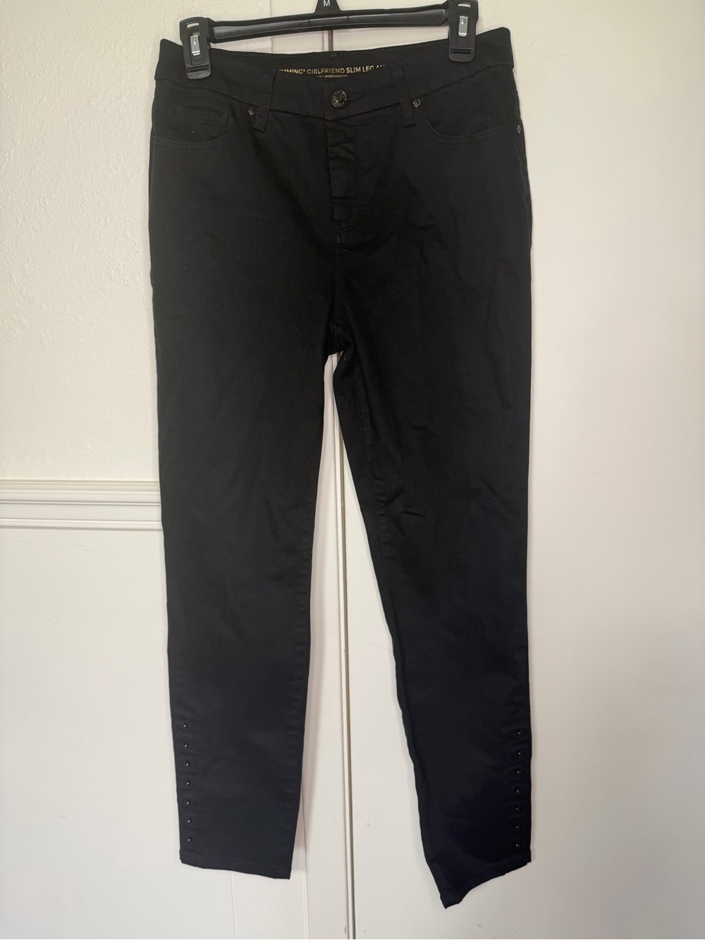 Chico's Black Skinny Jeans with Studded Hem 2R
